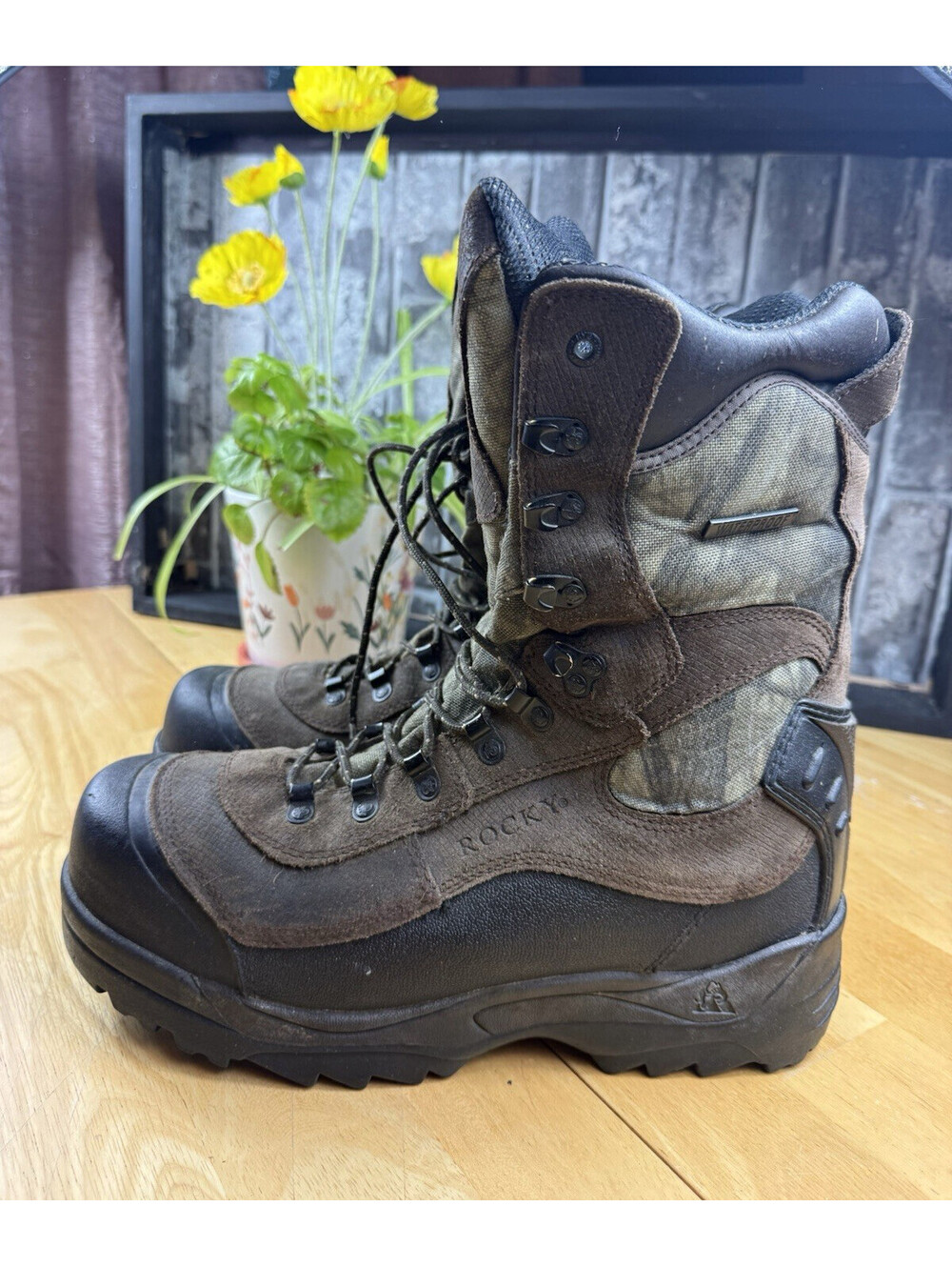 ROCKY Waterproof 1000g Thinsulate Hunting Boots Camo Brown/Green/Black 11 M
